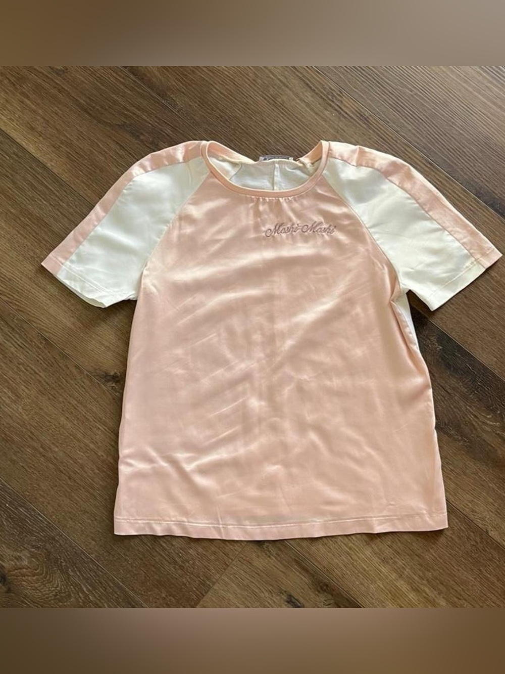 Zara Pink and White Satin and Cotton Tshirt